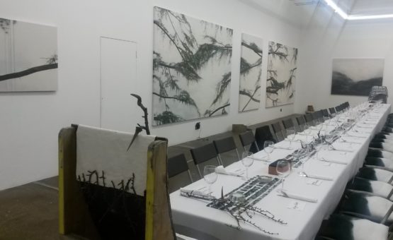 installation view with table setting